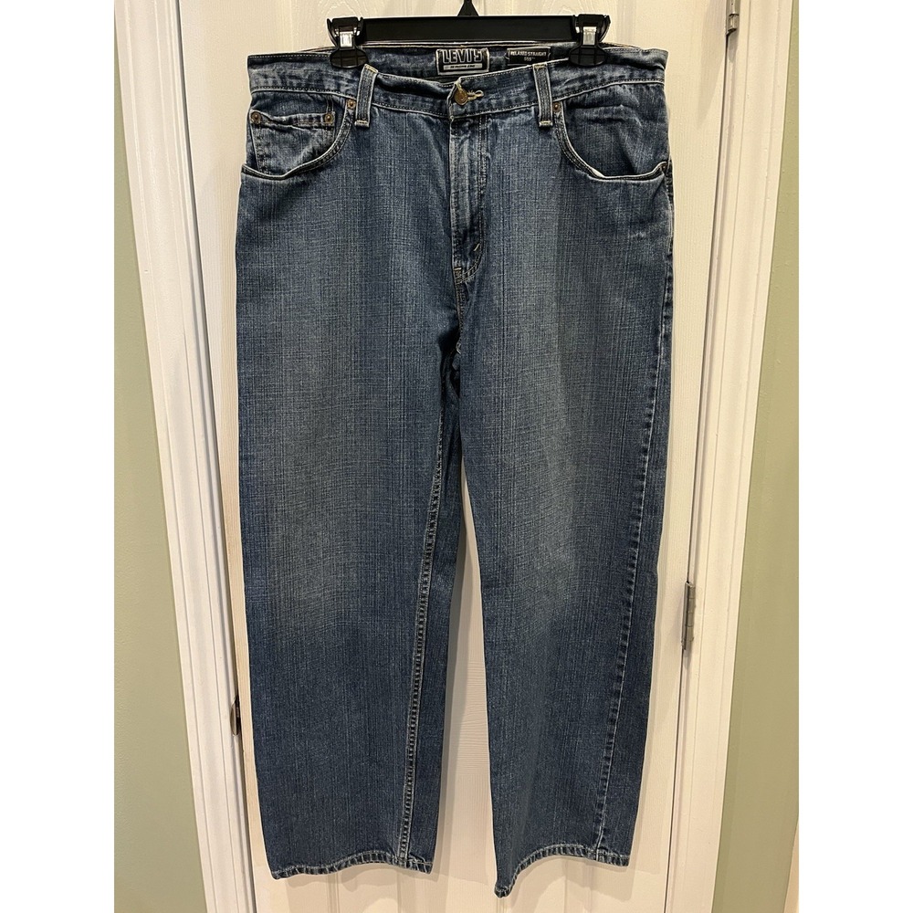 Vintage Levis 559 Jeans Mens 36x30 Blue Denim Black Batwing Relaxed Fit Straight